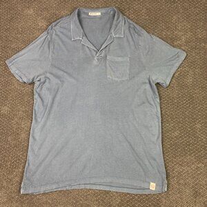 Marine Layer Polo Shirt Men's Light Blue Gray Open Collar Johnny Collar 13285